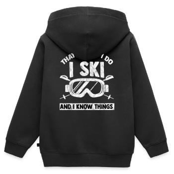 Ski - Kinder Premium Organic Zip Hoodie - Schwarz - Hinten - AI Model Kid Male (0cm)