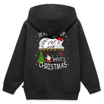 Frohes Fest mit Katze - Kinder Premium Organic Zip Hoodie - Schwarz - Hinten - AI Model Kid Male (0cm)