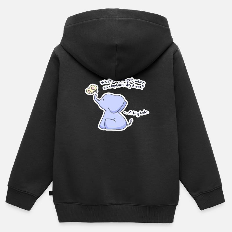 Éléphant - Sweat Premium à capuche zippé enfant bio - noir