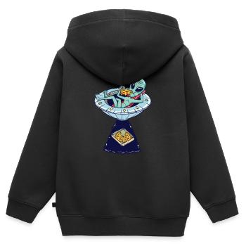 Alien Abduction Pizza UFO Flying Saucer Aliens - Sweat Premium à capuche zippé enfant bio - noir - Dos - AI Model Kid Male (0cm)
