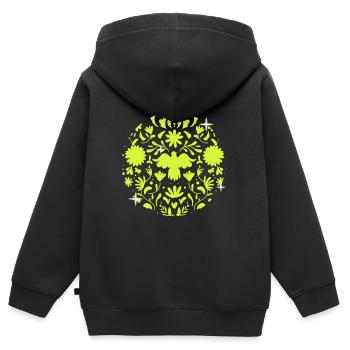 Cadeau floral de lanceur de baseball de softball - Sweat Premium à capuche zippé enfant bio - noir - Dos - AI Model Kid Male (0cm)