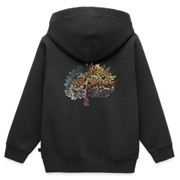 arbre de la vie - Sweat Premium à capuche zippé enfant bio - noir - Dos - AI Model Kid Male (0cm)