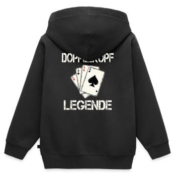 Doppelkopf Kartenspieler - Kinder Premium Organic Zip Hoodie - Schwarz - Hinten - AI Model Kid Male (0cm)
