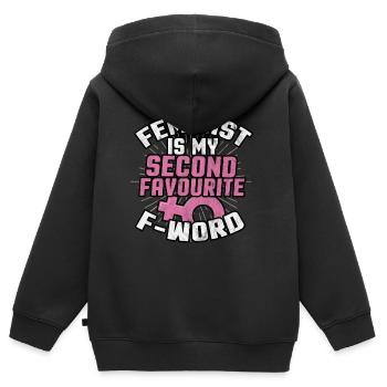 Feminismus - Kinder Premium Organic Zip Hoodie - Schwarz - Hinten - AI Model Kid Male (0cm)