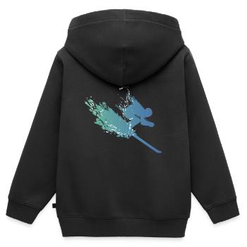 ski ski ski ski ski vacances skieur wint - Sweat Premium à capuche zippé enfant bio - noir - Dos - AI Model Kid Male (0cm)