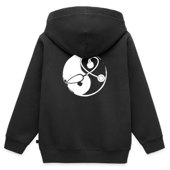 Yin Yang Stethoskop Arzt Medizin Arzt - Kinder Premium Organic Zip Hoodie - Schwarz - Hinten - AI Model Kid Male (0cm)