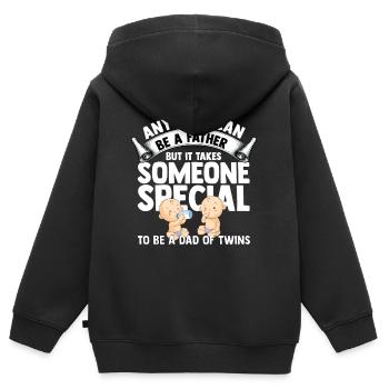Zwillinge - Kinder Premium Organic Zip Hoodie - Schwarz - Hinten - AI Model Kid Male (0cm)