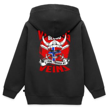 Norwegen Skandinavien - Kinder Premium Organic Zip Hoodie - Schwarz - Hinten - AI Model Kid Male (0cm)