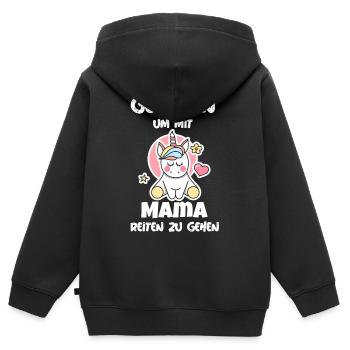 Geboren um mit Mama reiten zu gehen Reiterin Baby - Kinder Premium Organic Zip Hoodie - Schwarz - Hinten - AI Model Kid Male (0cm)