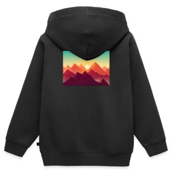 Berge - Sonnenaufgang - Kinder Premium Organic Zip Hoodie - Schwarz - Hinten - AI Model Kid Male (0cm)