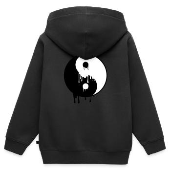 Cadeau de méditation taoïsme Yin Yang Melting Harmony - Sweat Premium à capuche zippé enfant bio - noir - Dos - AI Model Kid Male (0cm)