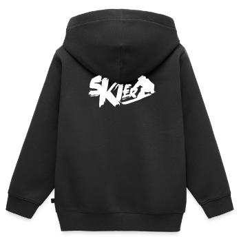 Skieur Ski Vacances Ski Ski Skis - Sweat Premium à capuche zippé enfant bio - noir - Dos - AI Model Kid Male (0cm)
