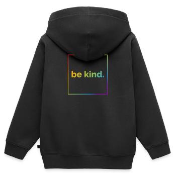 Enfant, gentillesse, diversité, humanité - Sweat Premium à capuche zippé enfant bio - noir - Dos - AI Model Kid Male (0cm)