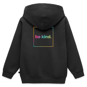 Enfant, gentillesse, diversité, humanité - Sweat Premium à capuche zippé enfant bio - noir - Dos - AI Model Kid Male (0cm)