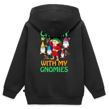 Joyeux Noël, Joyeux Noël, Joyeux Noël - Sweat Premium à capuche zippé enfant bio - noir - Dos - AI Model Kid Male (0cm)