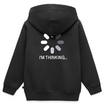 JE SUIS EN TRAIN DE PENSER - Sweat Premium à capuche zippé enfant bio - noir - Dos - AI Model Kid Male (0cm)