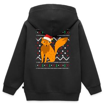 Fox laid Noël - Sweat Premium à capuche zippé enfant bio - noir - Dos - AI Model Kid Male (0cm)