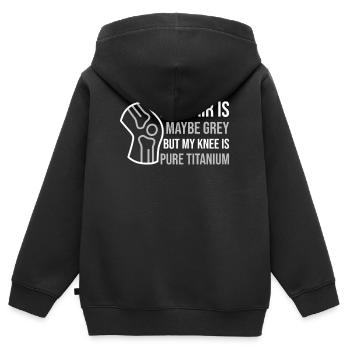 Knee Pure Titanium Knee Surgery Gift - Kids Premium Organic Zip-up Hoodie - black - Back - AI Model Kid Male (0cm)