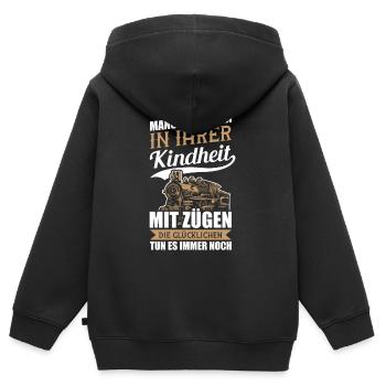 Eisenbahner Modellbauer Modellbau Geschenk - Kinder Premium Organic Zip Hoodie - Schwarz - Hinten - AI Model Kid Male (0cm)