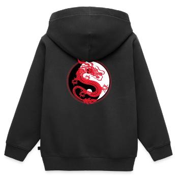 Yin Yang Drache China Harmonie Taoismus Daoismus Geschenk - Kinder Premium Organic Zip Hoodie - Schwarz - Hinten - AI Model Kid Male (0cm)