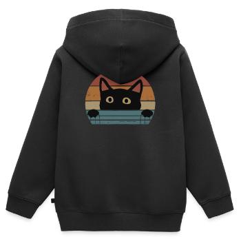 Katze Kätzchen Miau Haustier Katze Retro Katze - Kinder Premium Organic Zip Hoodie - Schwarz - Hinten - AI Model Kid Male (0cm)