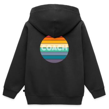Rainbow COACH Shirt, Rétro COACH, COACH Sunset, - Sweat Premium à capuche zippé enfant bio - noir - Dos - AI Model Kid Male (0cm)