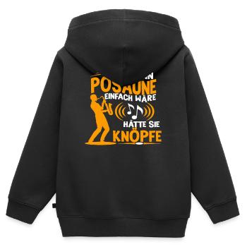 Posaunist Blasinstrument Konzert Musiker - Kinder Premium Organic Zip Hoodie - Schwarz - Hinten - AI Model Kid Male (0cm)