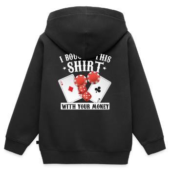 Poker - Kinder Premium Organic Zip Hoodie - Schwarz - Hinten - AI Model Kid Male (0cm)