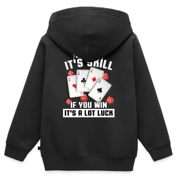 Poker Kartenspiel SiegerTexas Hold'em Pik Bluff - Kinder Premium Organic Zip Hoodie - Schwarz - Hinten - AI Model Kid Male (0cm)