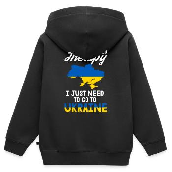 Ukraine Therapie Kiew Ukrainisch Flagge Geschenk - Kinder Premium Organic Zip Hoodie - Schwarz - Hinten - AI Model Kid Male (0cm)