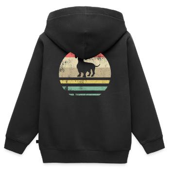 Cadeau rétro de teckel de teckel de teckel de teckel - Sweat Premium à capuche zippé enfant bio - noir - Dos - AI Model Kid Male (0cm)