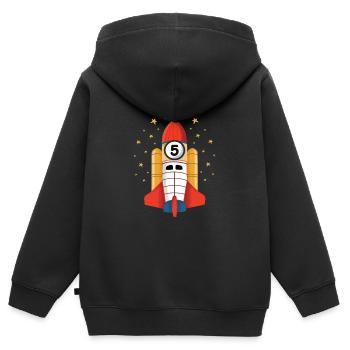 5. Geburtstagsfeier Raketenschiff Weltraumgeschenk - Kinder Premium Organic Zip Hoodie - Schwarz - Hinten - AI Model Kid Male (0cm)