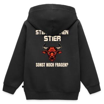 Sternzeichen Stier - Kinder Premium Organic Zip Hoodie - Schwarz - Hinten - AI Model Kid Male (0cm)