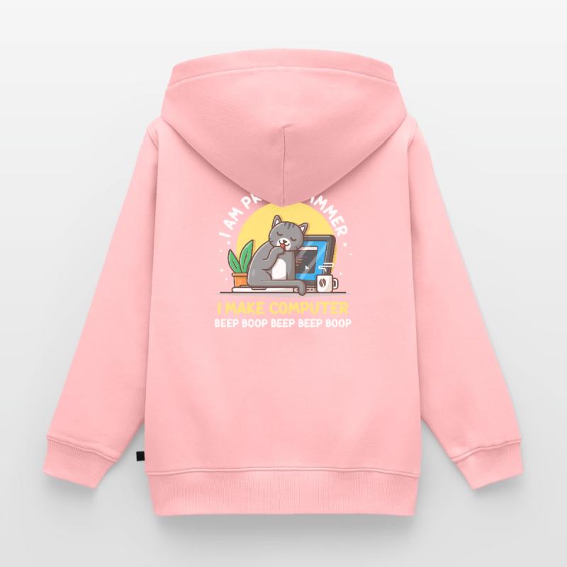 Cat Programmer Coder Developer Kitten Computer Kids Premium Organic Zip-up Hoodie