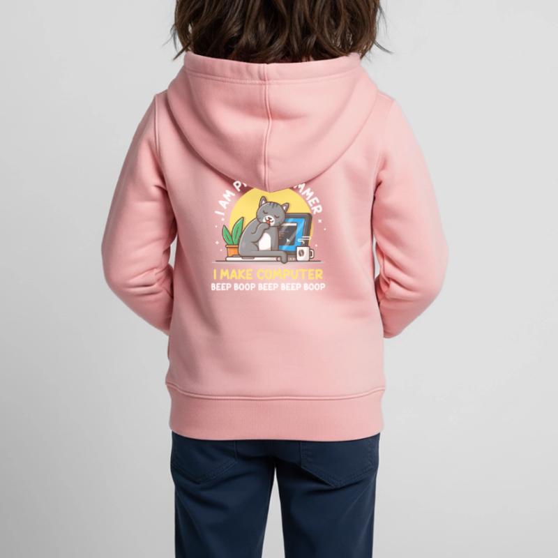 Cat Programmer Coder Developer Kitten Computer Kids Premium Organic Zip-up Hoodie