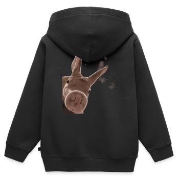 Neugieriger Erdferkel - Kinder Premium Organic Zip Hoodie - Schwarz - Hinten - AI Model Kid Male (0cm)