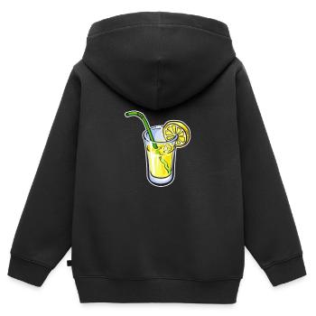 Citron limonade boisson - Sweat Premium à capuche zippé enfant bio - noir - Dos - AI Model Kid Male (0cm)