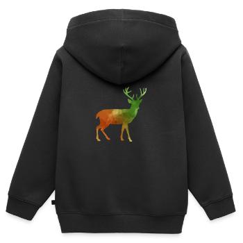Hirsch Waldtier Schwarzwald Geweih - Kinder Premium Organic Zip Hoodie - Schwarz - Hinten - AI Model Kid Male (0cm)