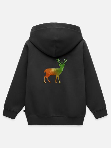 Hirsch Waldtier Schwarzwald Geweih - Kinder Premium Organic Zip Hoodie - Schwarz