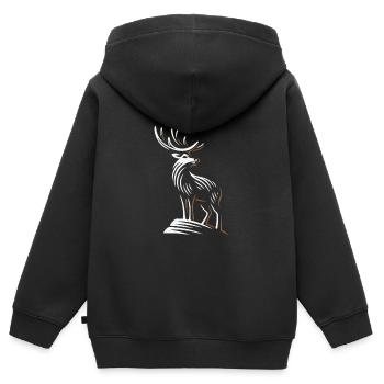 Hirsch Schwarzwald Hirschgeweih - Kinder Premium Organic Zip Hoodie - Schwarz - Hinten - AI Model Kid Male (0cm)