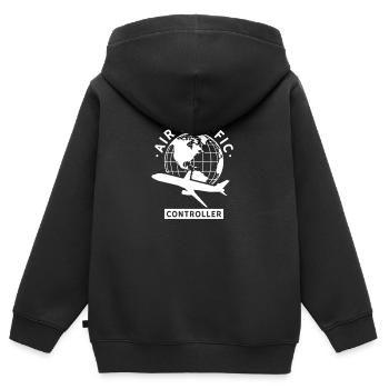 Contrôleur de la circulation aérienne espace aérien contrôle de la circulation aérienne trafic aérien - Sweat Premium à capuche zippé enfant bio - noir - Dos - AI Model Kid Male (0cm)