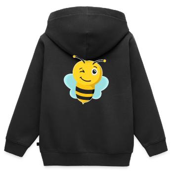 Abeilles, abeilles, abeilles sauvages, abeilles drôles - Sweat Premium à capuche zippé enfant bio - noir - Dos - AI Model Kid Male (0cm)
