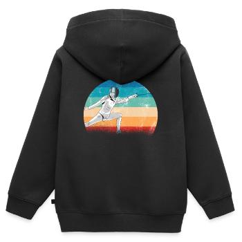 Fechten Design Fechtmaske Duell Säbel Sport Kampf - Kinder Premium Organic Zip Hoodie - Schwarz - Hinten - AI Model Kid Male (0cm)