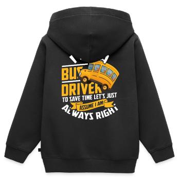 Bus - Kinder Premium Organic Zip Hoodie - Schwarz - Hinten - AI Model Kid Male (0cm)