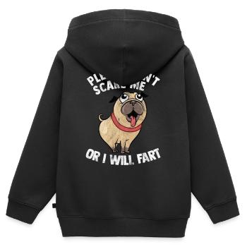 Mops Furzen pups Leben Pug Hund Möpse Mischling - Kinder Premium Organic Zip Hoodie - Schwarz - Hinten - AI Model Kid Male (0cm)