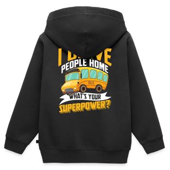 Bus Busfahrer Omnibus Öpnv Beruf Fernbus Autobus - Kinder Premium Organic Zip Hoodie - Schwarz - Hinten - AI Model Kid Male (0cm)