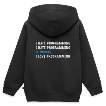 Funny gift programmers hate programming - Kids Premium Organic Zip-up Hoodie - black - Back - AI Model Kid Male (0cm)