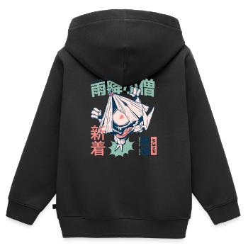 Manga - Kinder Premium Organic Zip Hoodie - Schwarz - Hinten - AI Model Kid Male (0cm)