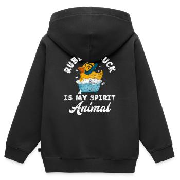 Baignoire de canard - Sweat Premium à capuche zippé enfant bio - noir - Dos - AI Model Kid Male (0cm)