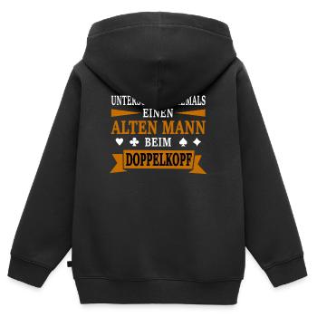 Doppelkopf Kartenspieler Lustiger Spruch - Kinder Premium Organic Zip Hoodie - Schwarz - Hinten - AI Model Kid Male (0cm)